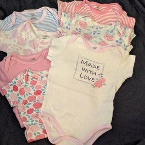 Floral and Striped Baby Bodysuit Set